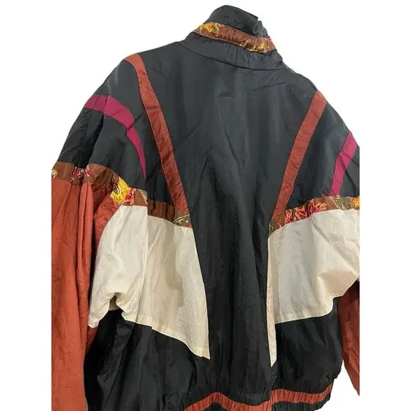 Vintage 90s RE Sport River Edge Bomber Jacket M Nylon Geometric Colorblock Retro - Picture 13 of 16